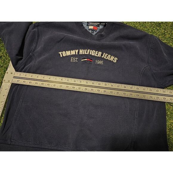 Vtg 90s Tommy Hilfiger Tommy Jeans Embroidered Crewneck Sweatshirt Size L Navy - Picture 4 of 6